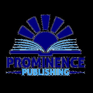 Prominence Publishing logo featuring an open book with radiating sun rays above and text in blue and cyan colors
