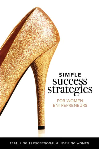 Book cover showing a gold glittery high heel shoe with text Simple Success Strategies for Women Entrepreneurs